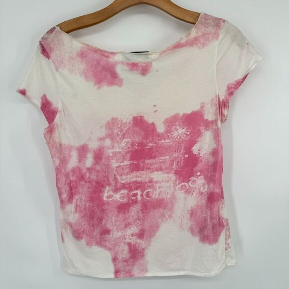 Susan Bristol top Womens size Medium Pink Tie Dye Beach Bag Print T Shirt - Picture 7 of 8